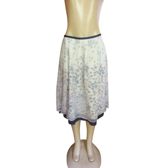 NWT J. Jill Blue & White Floral Silk Skirt Size 8 With Layered Design - Picture 1 of 5
